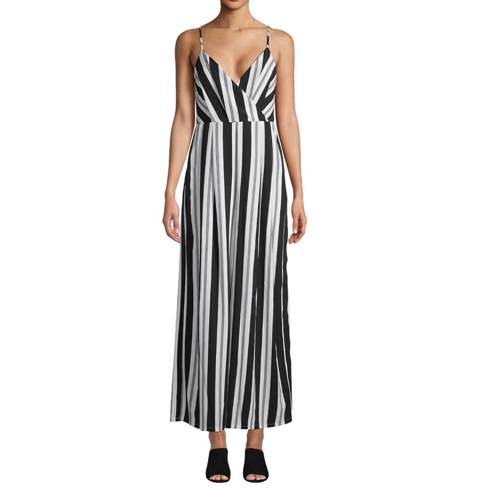 Avec Les Filles Striped Wide Leg Jumpsuit Women XS